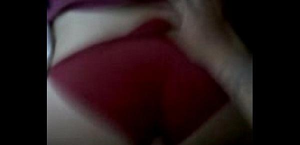  Fucking Her red silky panties and cumming on them.